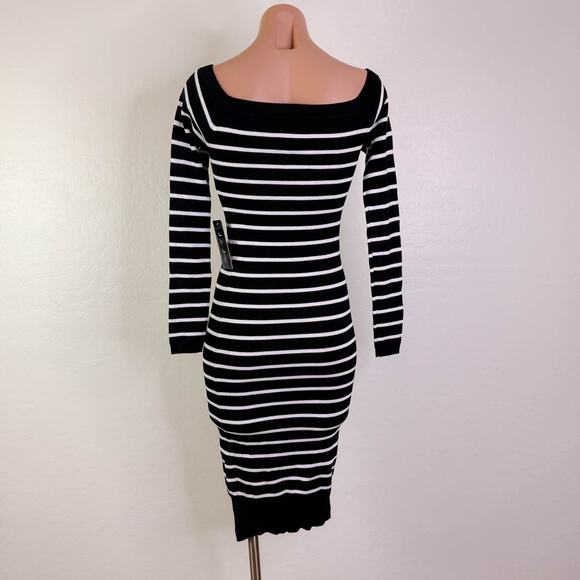 J for Justify Striped Long Sleeve Bodycon Tube Dress Black White Fall Size S NWT - Picture 5 of 9